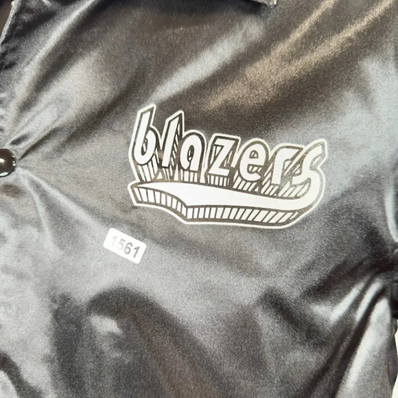 Mitchell & Ness Portland Blazers Doodle Coaches Jacket Snap Satin Black Size L - Picture 4 of 9